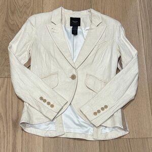 [Smythe] Ivory Tuxedo Stripe Single-Button Blazer - 6